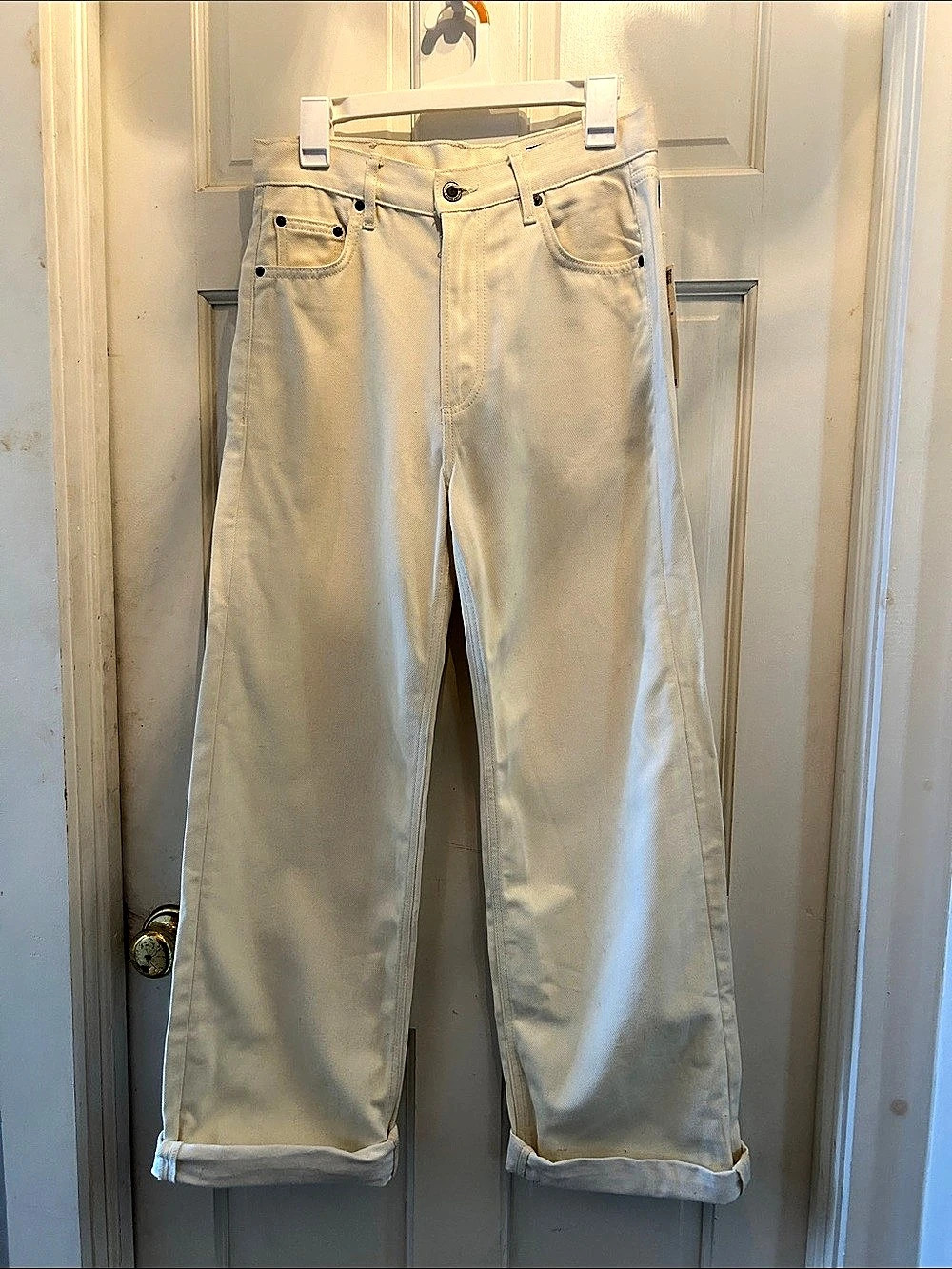 Zara The ZW Baggy Cuffed Baggy Cuffed Jeans in Cream Waist 4 NWT